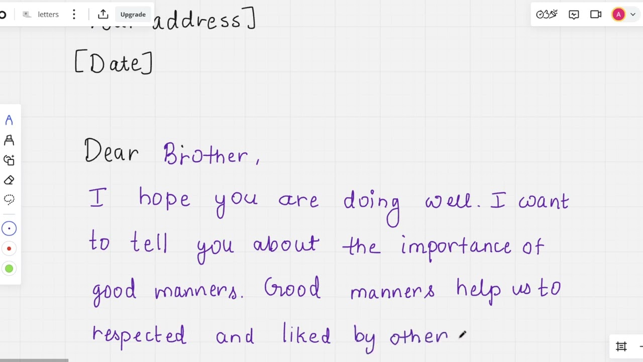 Write a Letter to your younger brother telling him about the importance of Good Manners! English