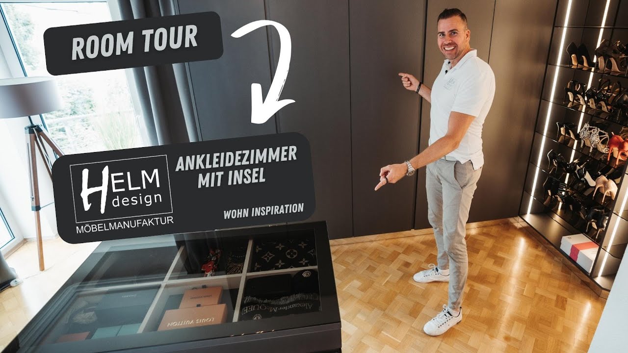 Roomtour | Ankleide mit Insel und beleuchtete Schuhvitrine | Wohninspiration | HELM design