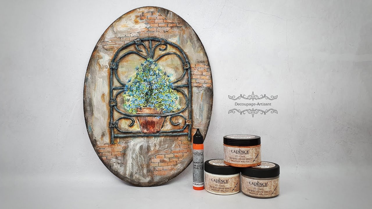 Decoupage # relief paste with a stone effect  #CADENCE  # DIY tutorial...