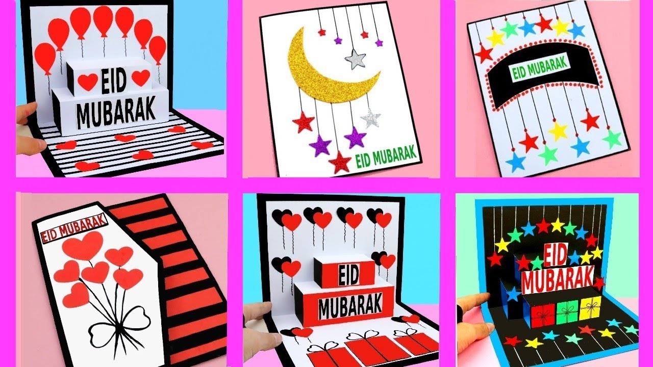 5 Eid Mubarak Card 💝 // Handmade easy card Tutorial//Beautiful Eid Card Making
