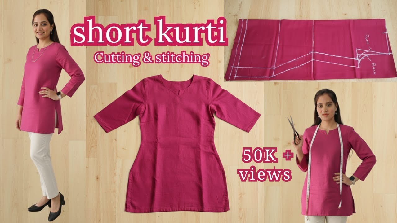 Short kurti cutting&stitching | how to make short kurti | simple kurti cutting &stitching#shortkurti