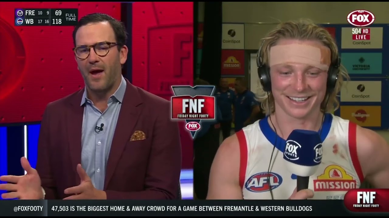 Cody Weightman - Fox Footy Interview after the Dogs big win over the Freo Dockers - 2023