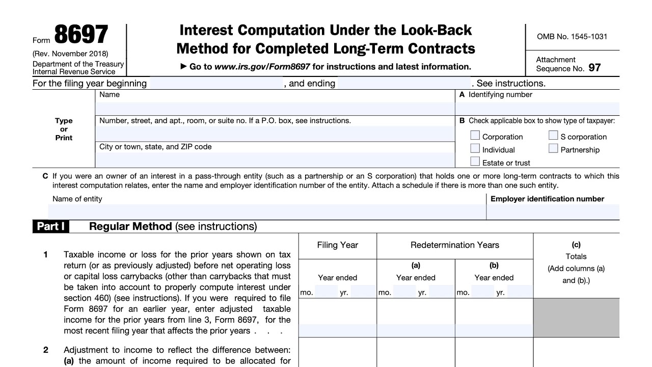 Пошаговое руководство по форме IRS 8697 (Расчет процентов по методу ретроспективного анализа для ...