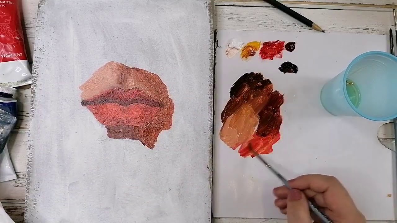 Как нарисовать губы масляными красками