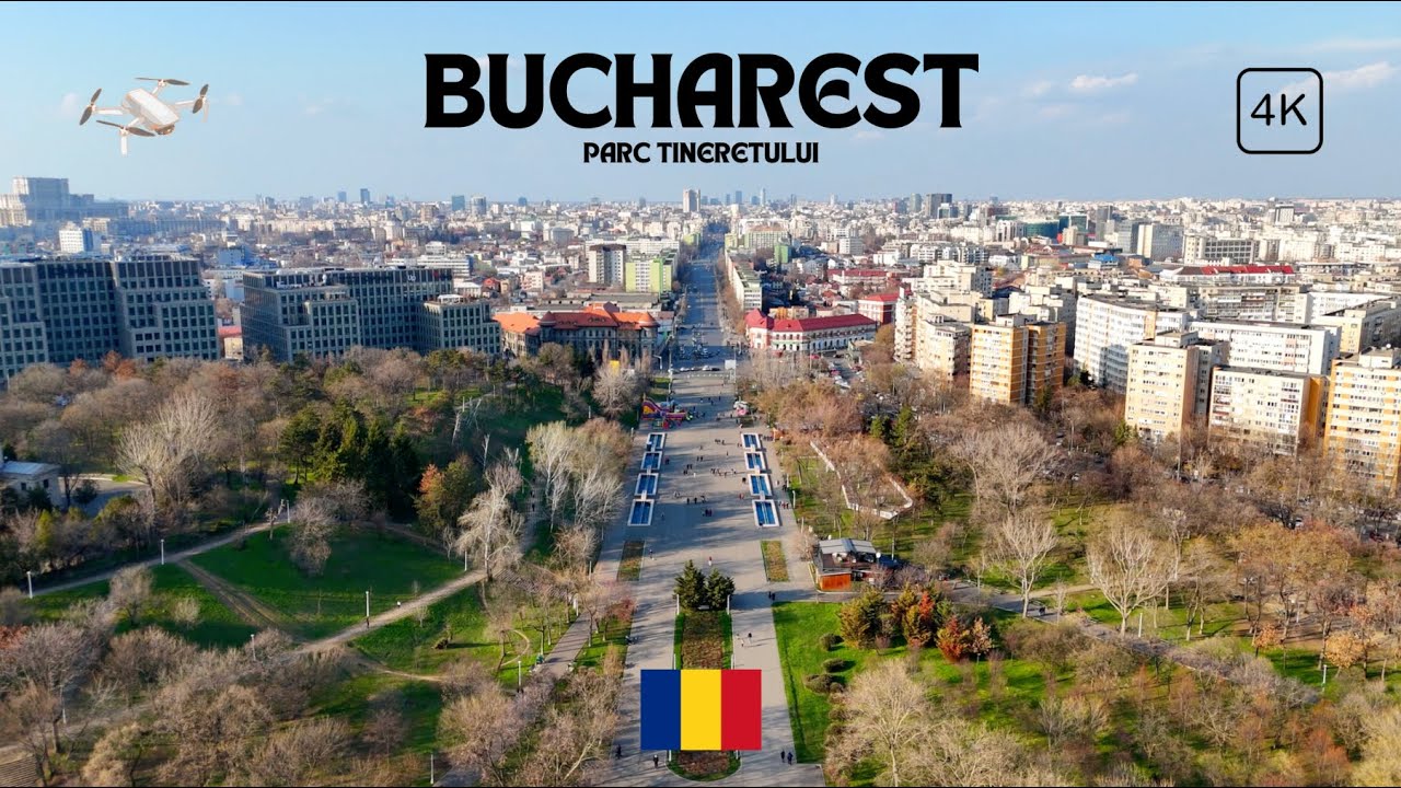 4K Bucharest Romania | Tineretului Park | Lake & City View | Drone Footage