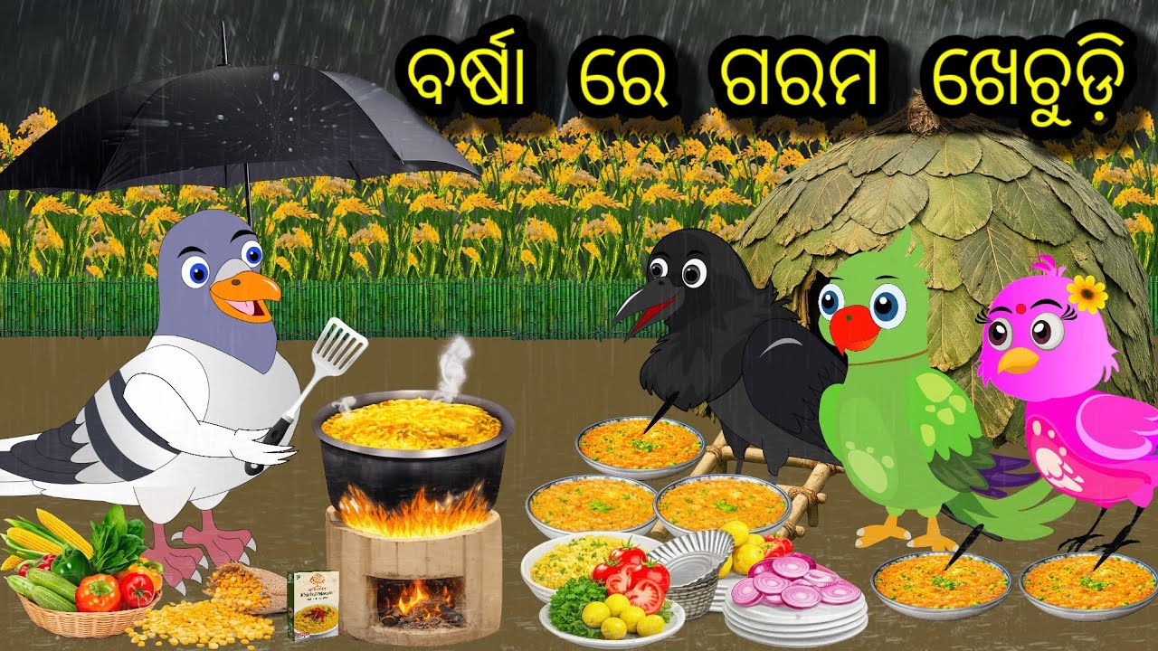 ବର୍ଷା ପାଗ ରେ ଟିକି ଚଢ଼େଇ ର ଗରମ୍ ଗରମ୍ ଖେଚୁଡ଼ି/ଦୁଷ୍ଟ କାଳୁ କାଉ ଓ ଟିକି ଚଢ଼େଇ ଗପ/new episode #odiastorytv 