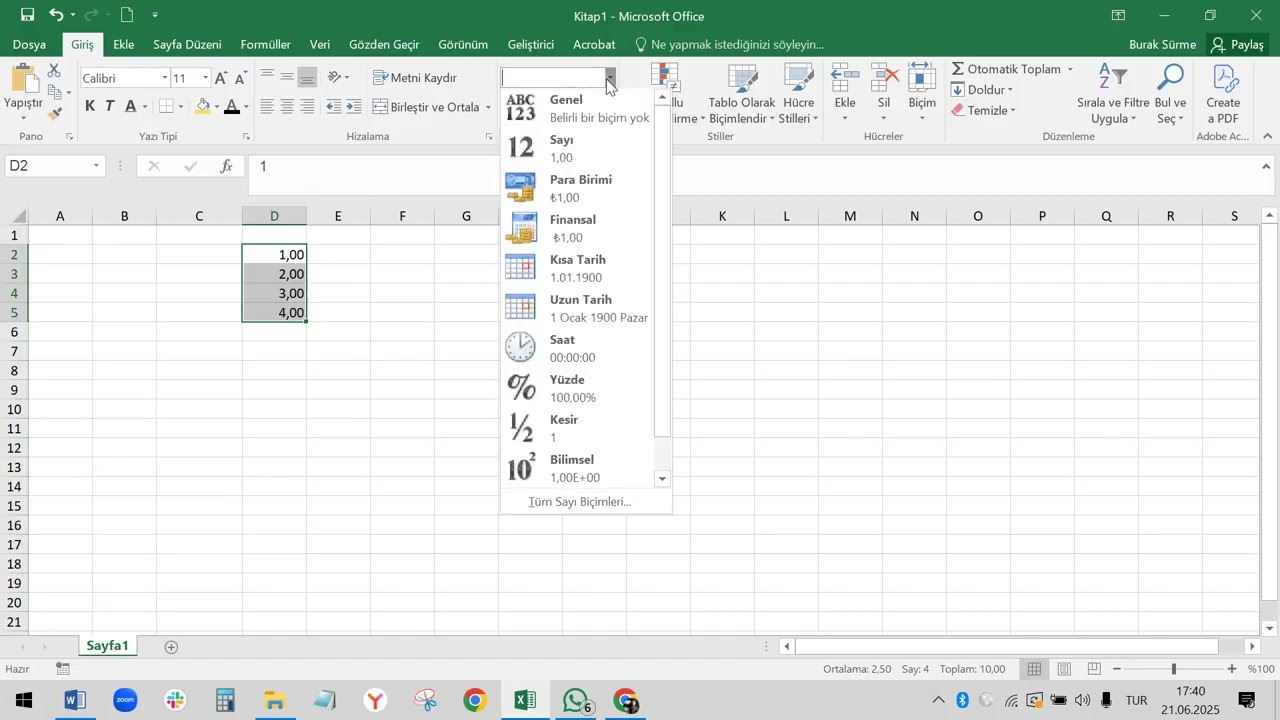 Excel'de Sayı Bi&ccedil;imleri ve Formatlarını D&uuml;zenleme