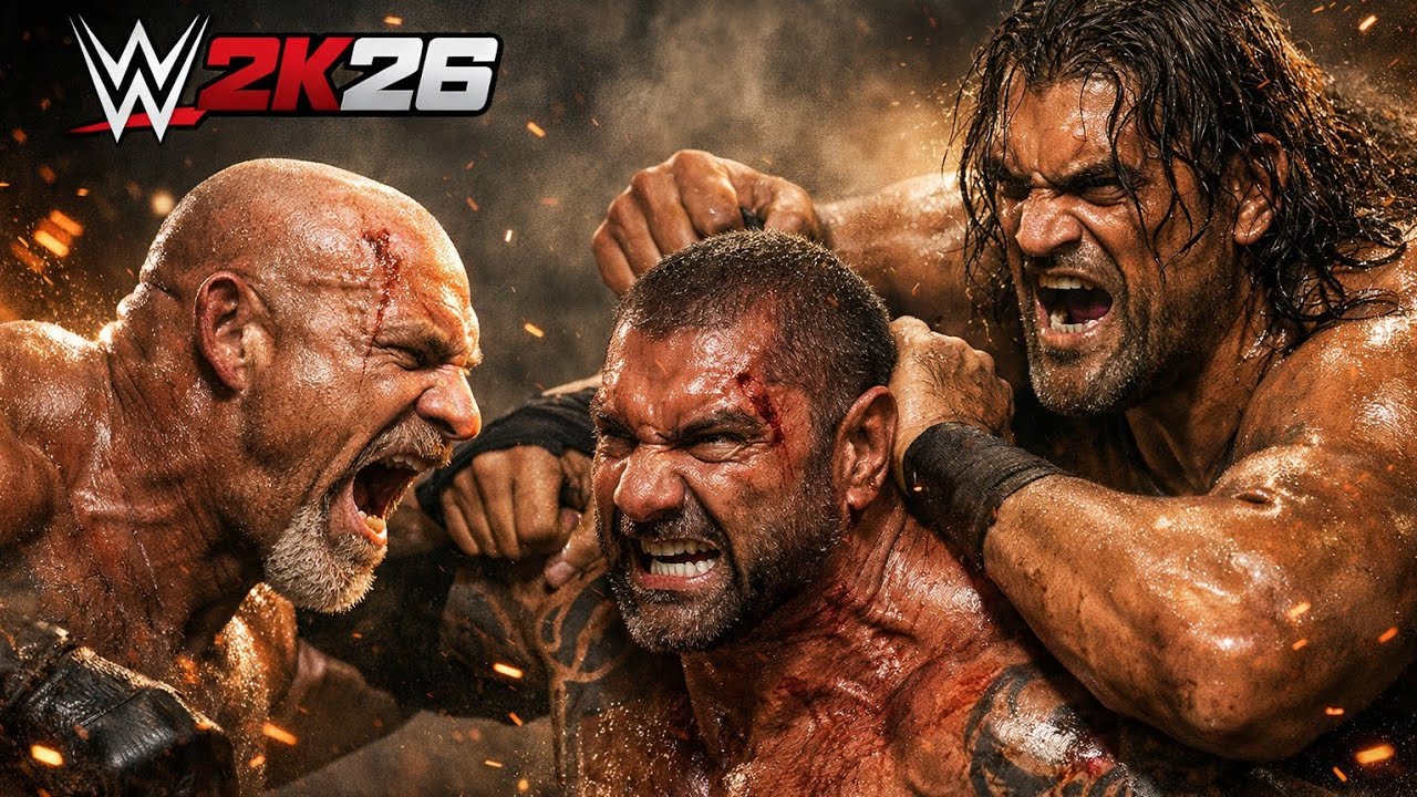Goldberg vs Batista vs The Great Khali – Triple Threat Monster Battle!