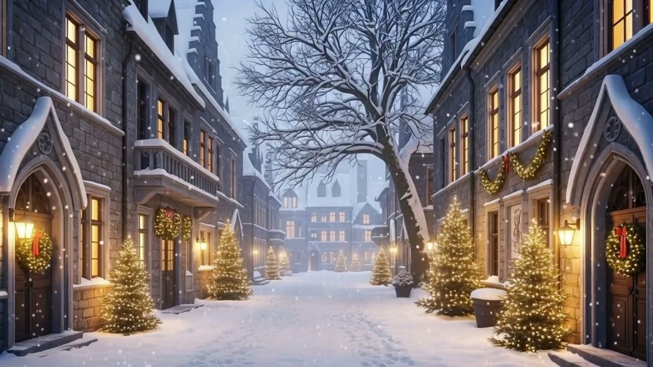 Cozy Winter Jazz ☕❄️ | Snowfall Ambience, Warm Lights & Relaxing Jazz