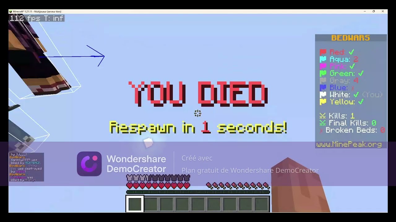 Troisième vidéo bedwars.Dsl pour la petite fiche en bas.
