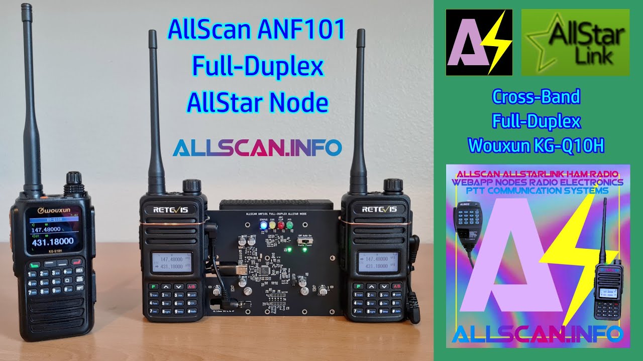 AllScan ANF101 Full-Duplex AllStar Node Demo w/ Wouxun KG-Q10H HT Dell Wyse 3040 Retevis RT85s ASL3