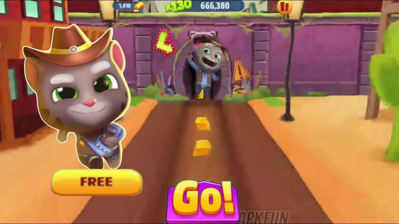 Talking Tom Gold Run Fullscreen - Cowboy Tom in Wild West | Android iOs