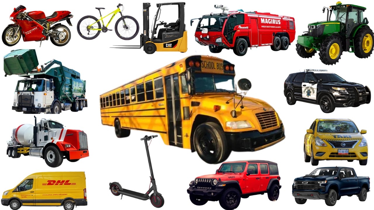 Aprende 25 Vehículos para Niños | Camiones Monstruo, Autos, Autobuses y Máquinas Gigantes🚗