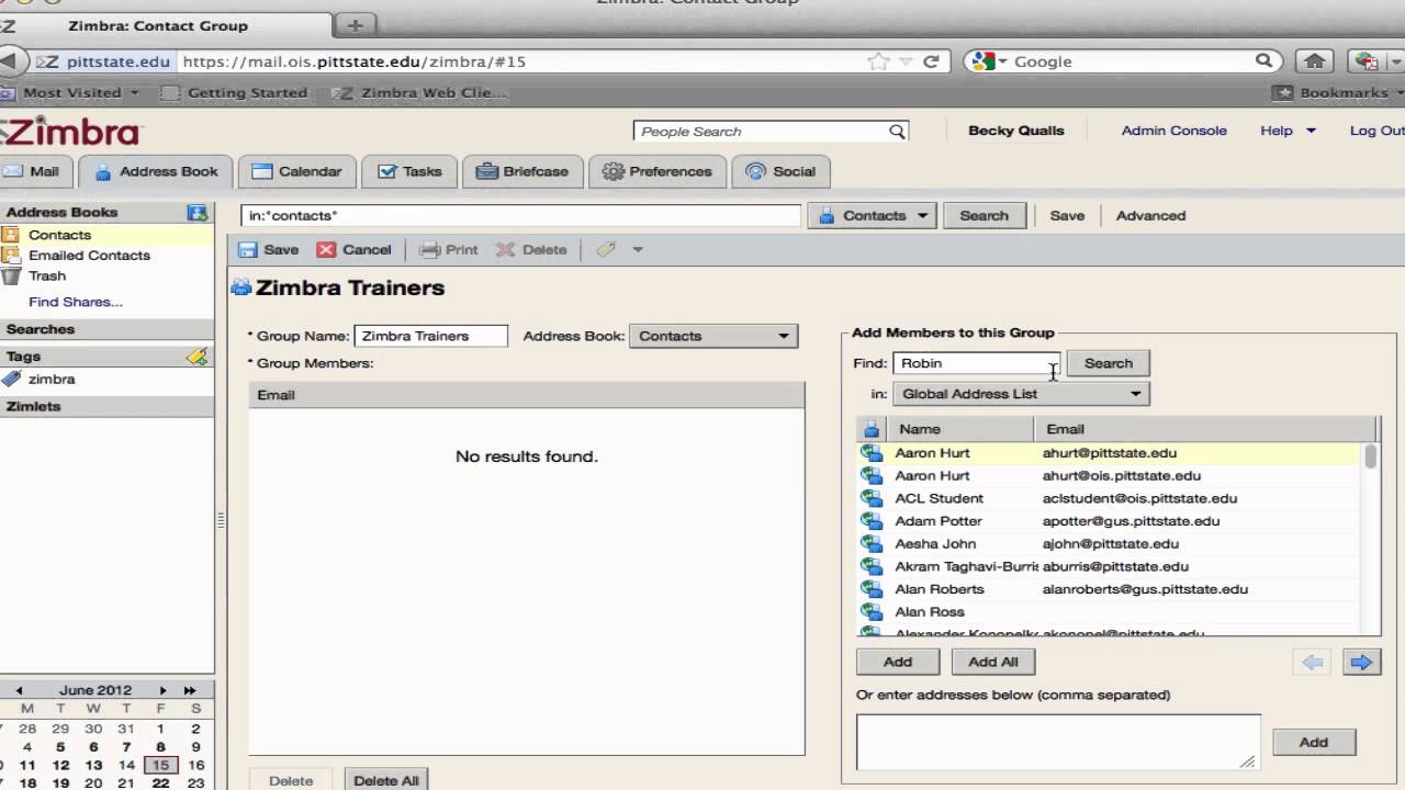 Creating Contact Groups in Zimbra