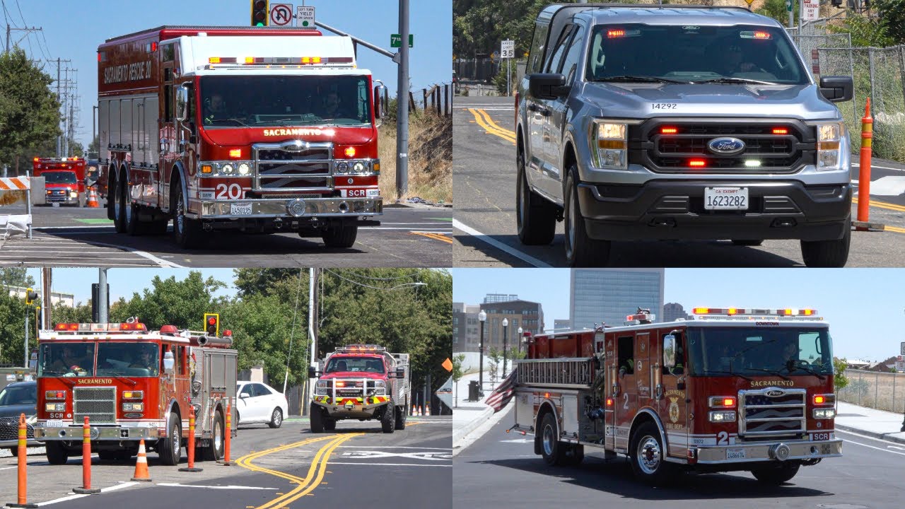Brush Fire Response! Sacramento Fire Department Responding Code 3.