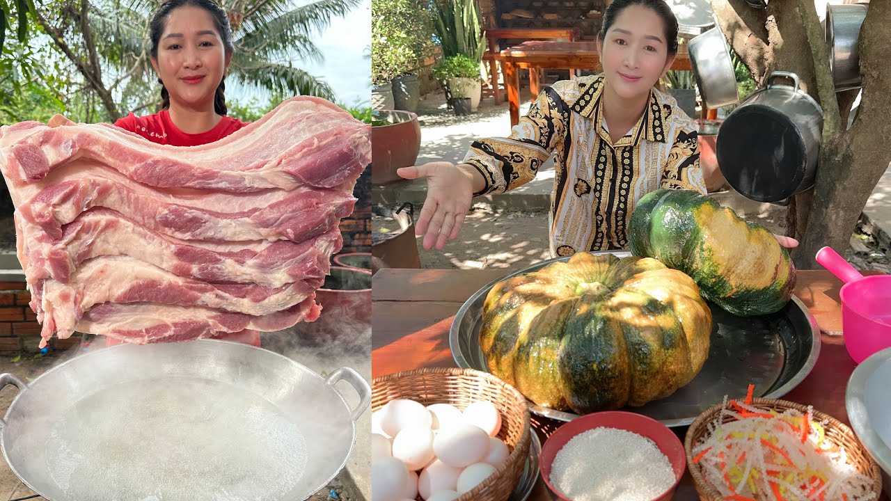 Daily Lifestyle: Pork belly salad, Beef ribs grill, Fry pumpkin cook and eat | Amazing cooking skill