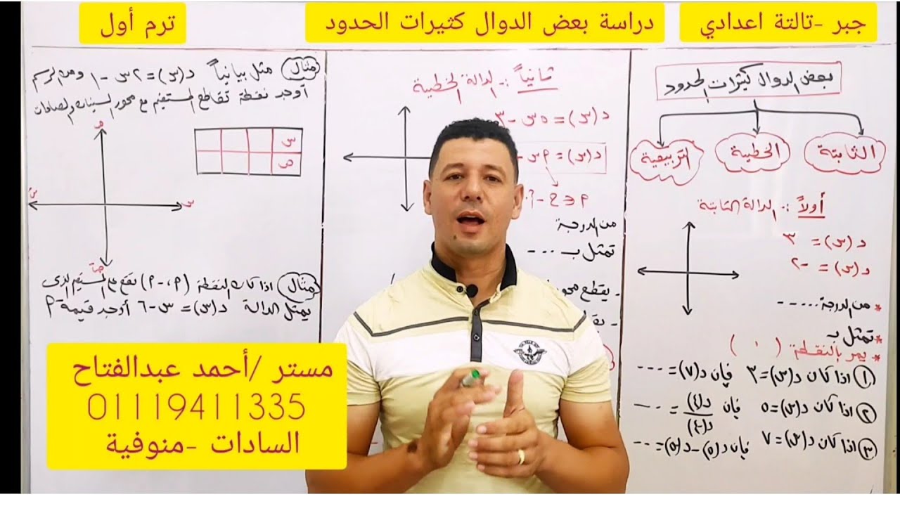شرح بعض الدوال كثيرات الحدود جبر الصف الثالث الاعدادي ترم أول