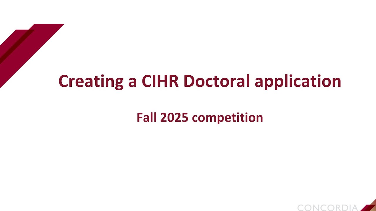 Creating a CIHR Doctoral application - Fall 2025