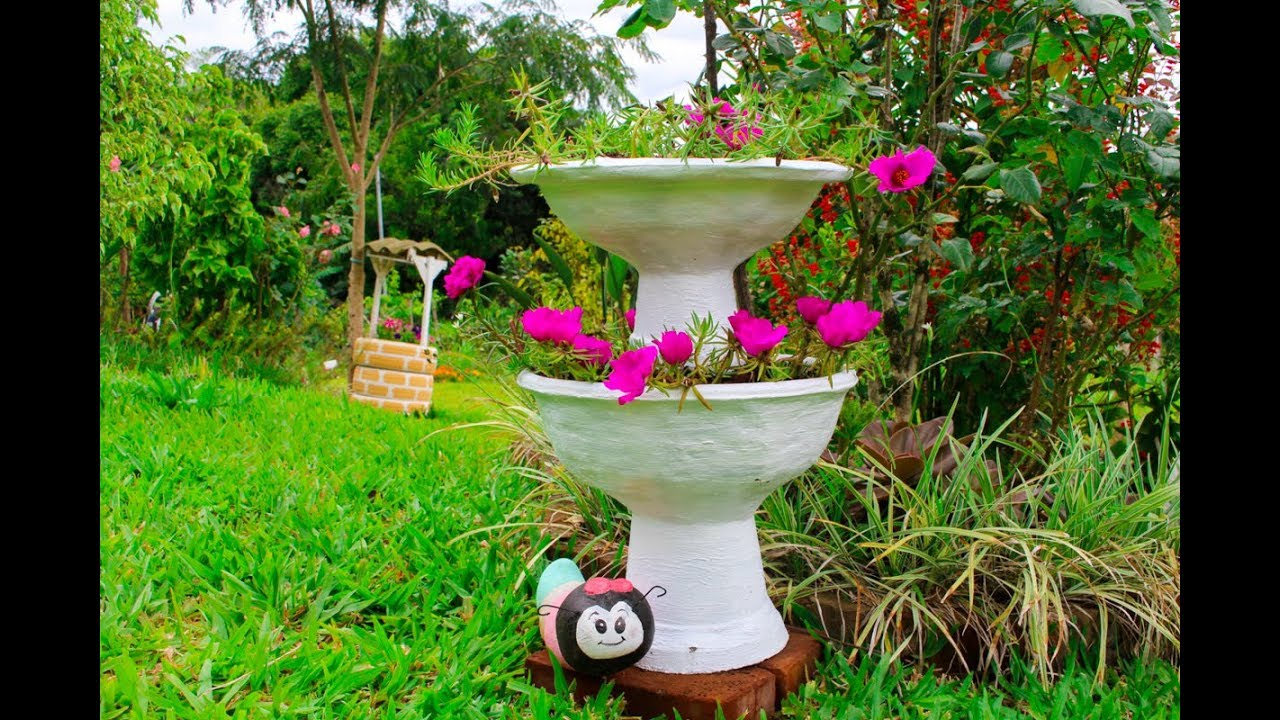 Aprenda a fazer um vaso de flor de dois andares!