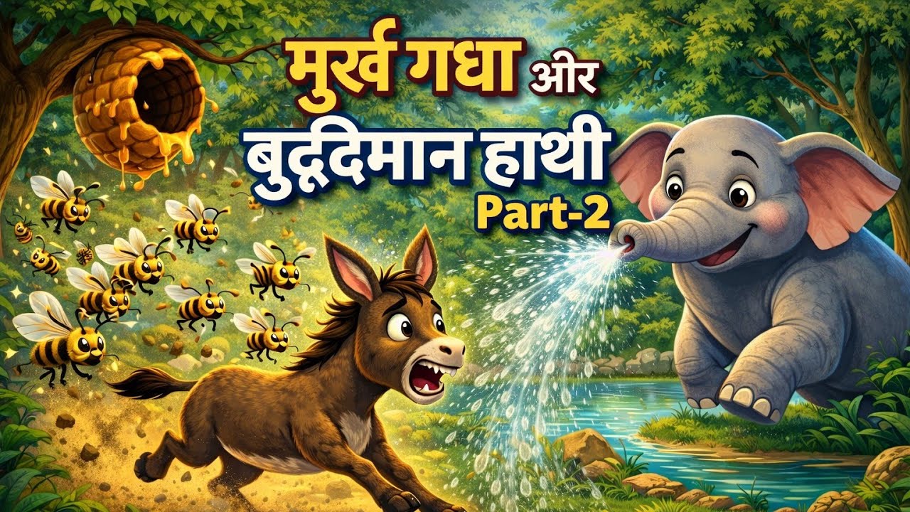 मूर्ख गधा और बुद्धिमान हाथी Part-2 | मधुमक्खियों का हमला 🐝 | Moral Story for Kids @Moostoon-i5k