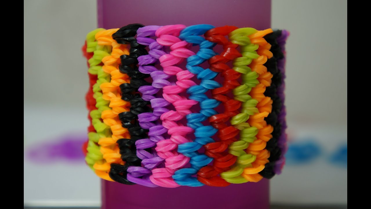 Como Fazer Pulseira de Elástico Escama de Dragão Dragon Scale LoomBands Rainbow Loom