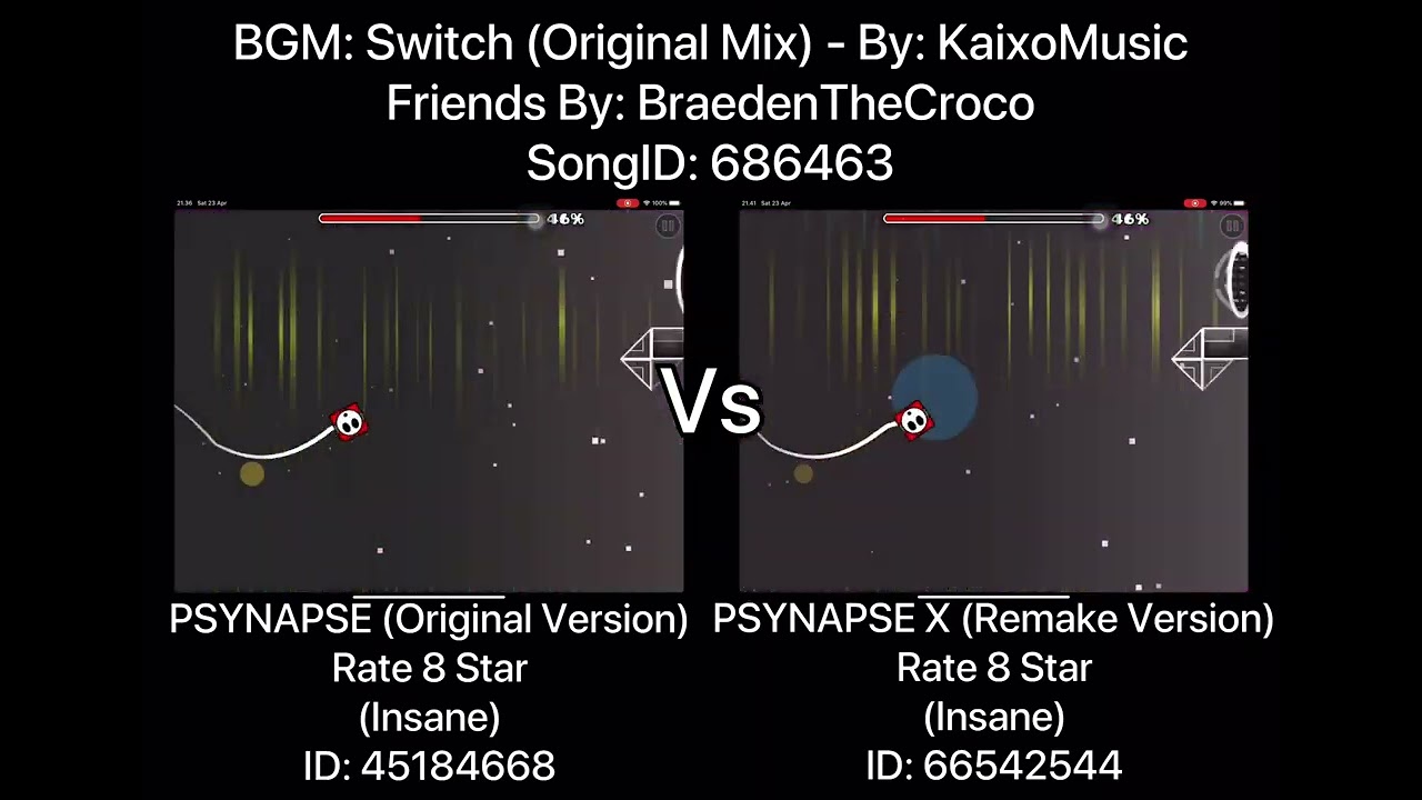 Geometry Dash = PSYNAPSE Vs PSYNAPSE X (Comparison) (Original Vs Remake) (More)