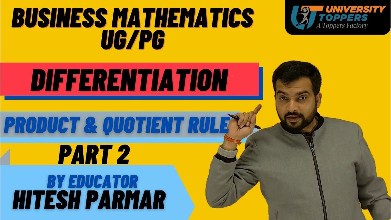 Differentiation basic part 2 I Product rule I Quotient Rule I by Educator Hitesh Parmar