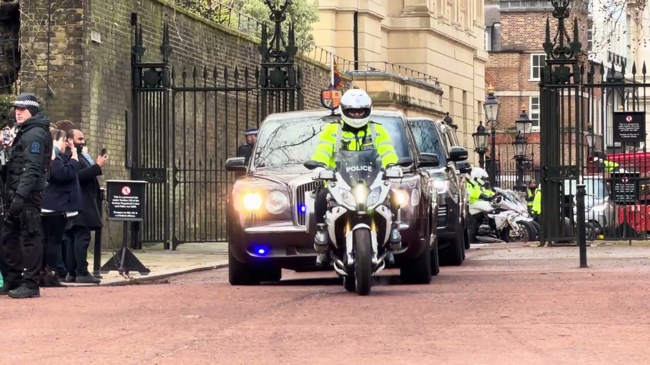 His Majesty the King departs Clarence House in Bentley State Limousine | London