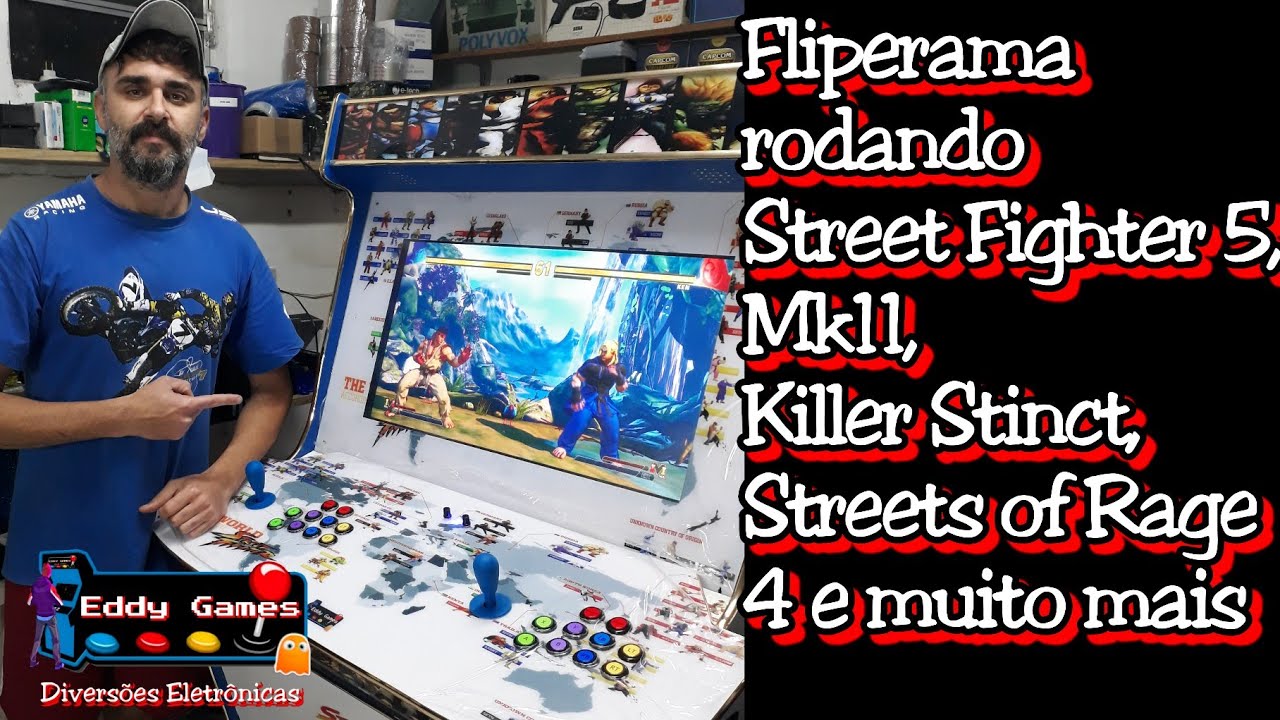 Fliperama com Street Fighter 5 MK 11 Killer Stinct e muito mais Eddy Games Diversões Eletrônicas