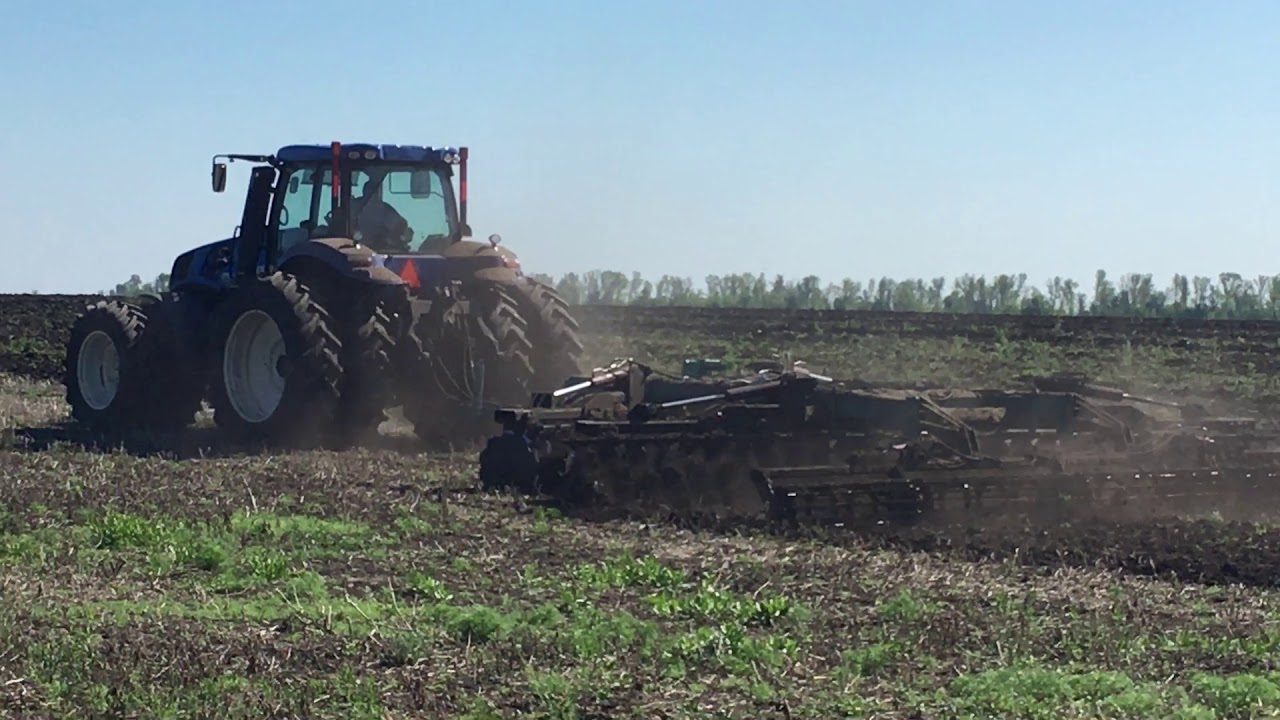 Дискование поля бороной БДВП-7,2 Краснянка с трактором New Holland T8.410 Часть 2
