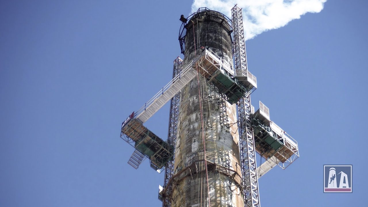 Structurally failed Chimney Reinforced with engineered carbon fiber wrapping system