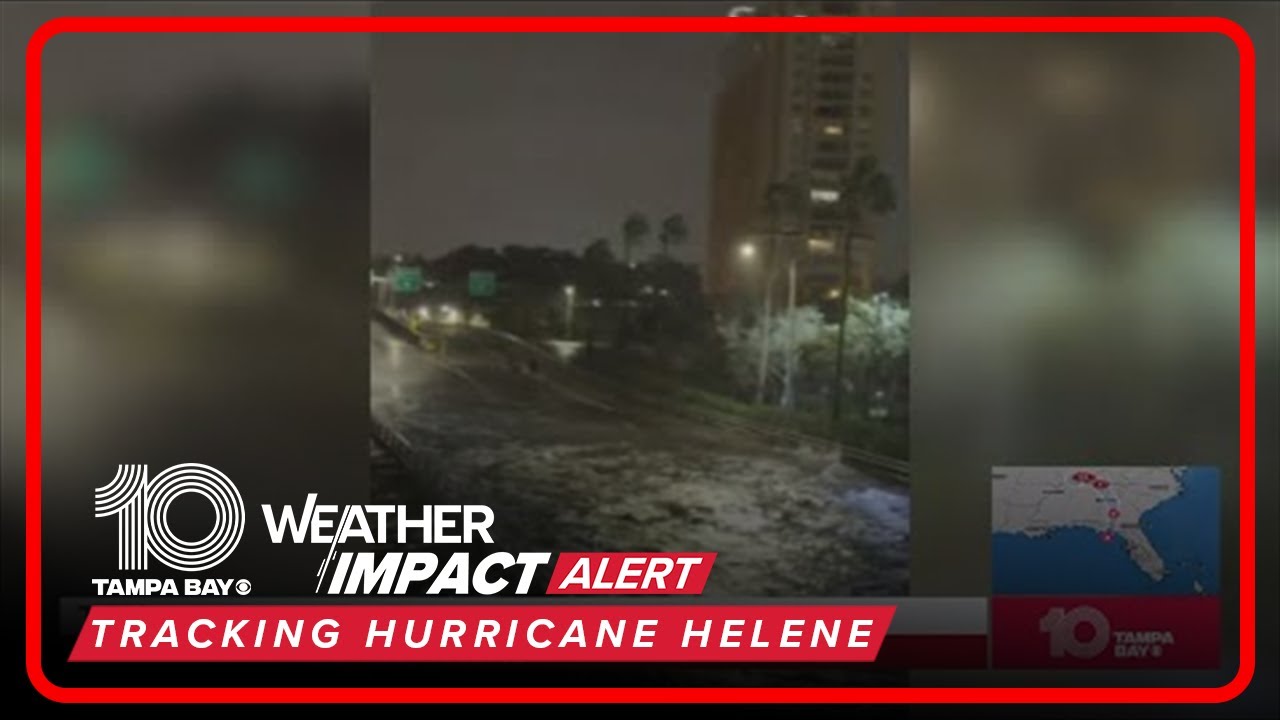 Storm surge near Tampa General Hospital during Hurricane Helene