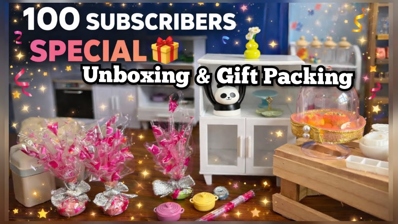 100 Subscribers Celebration 🎉 | Tiny Things Unboxing & Return Gift Packing ASMR 💝