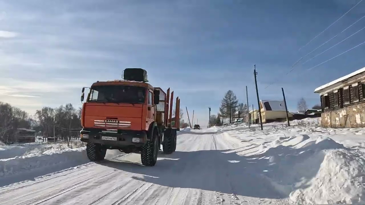 Тирлян. Проезд по улицам посёлка. Южный Урал. 12.02.2026.