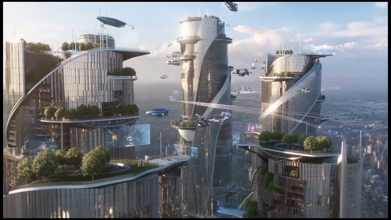 RELAXING AMBIENT : CITIES OF THE FUTURE. IMAGINE AI 2210 LIFE.