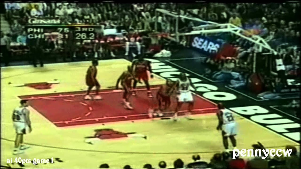Allen Iverson 40 point games | #1 | 44 pts vs Michael Jordan Scottie Pippen the Bulls [1997-04-07]