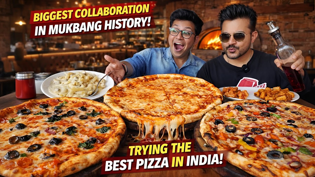 India’s Biggest Mukbang Collaboration 🤯 @theindianmukbanger1596  Trying The Best Pizza in India 🍕