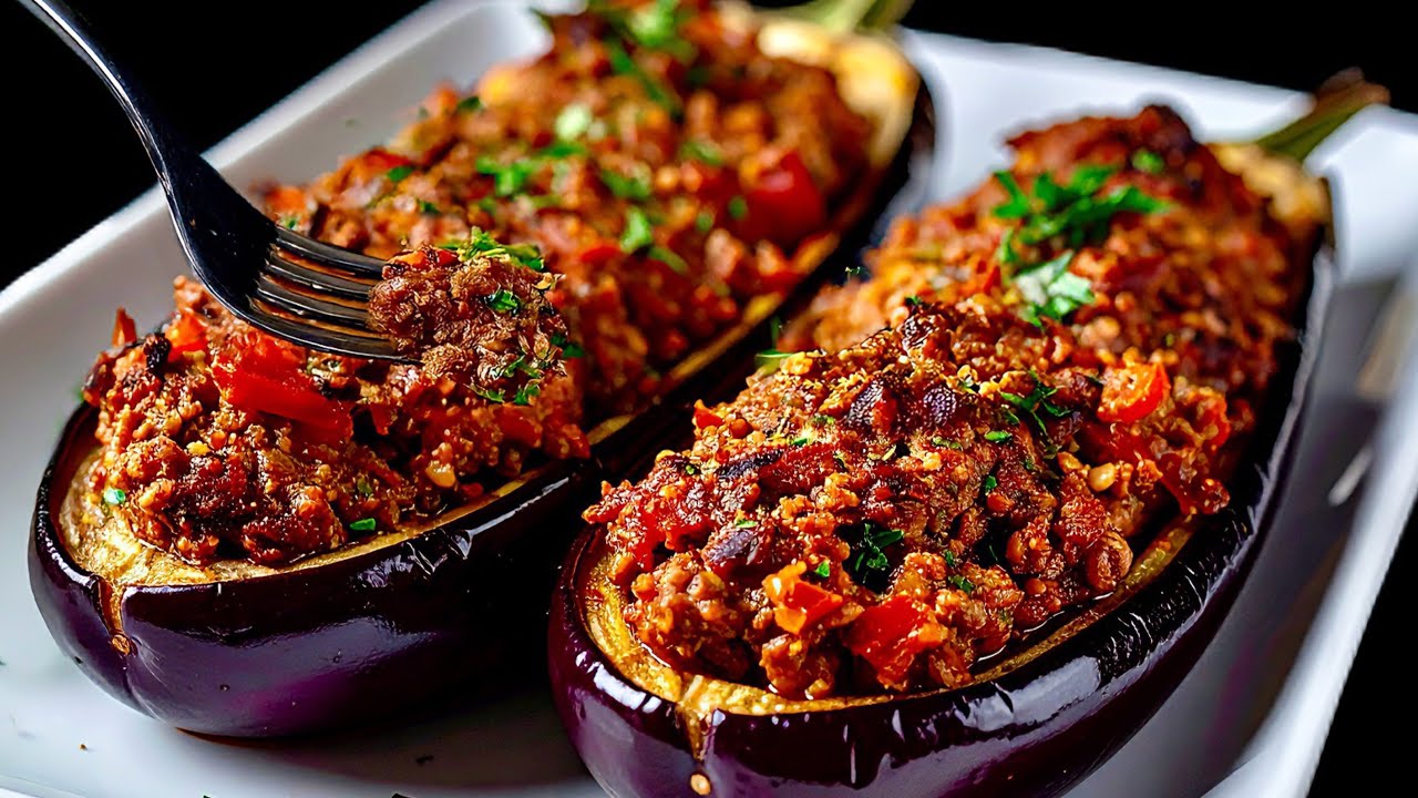 Wie man leckere gefüllte Auberginen Rezept Schritt für Schritt zubereitet!