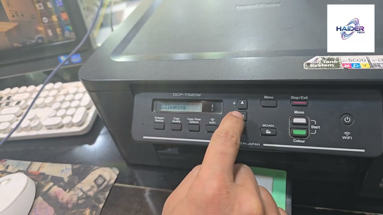 ​حل مشكلة تقطيع الألوان في طابعة برذر T520W نهائياً.​طريقة تنظيف رأس الطباعه