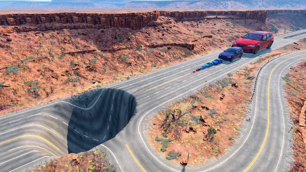 Small to Giant Cars vs Giant Pit - BeamNG.drive