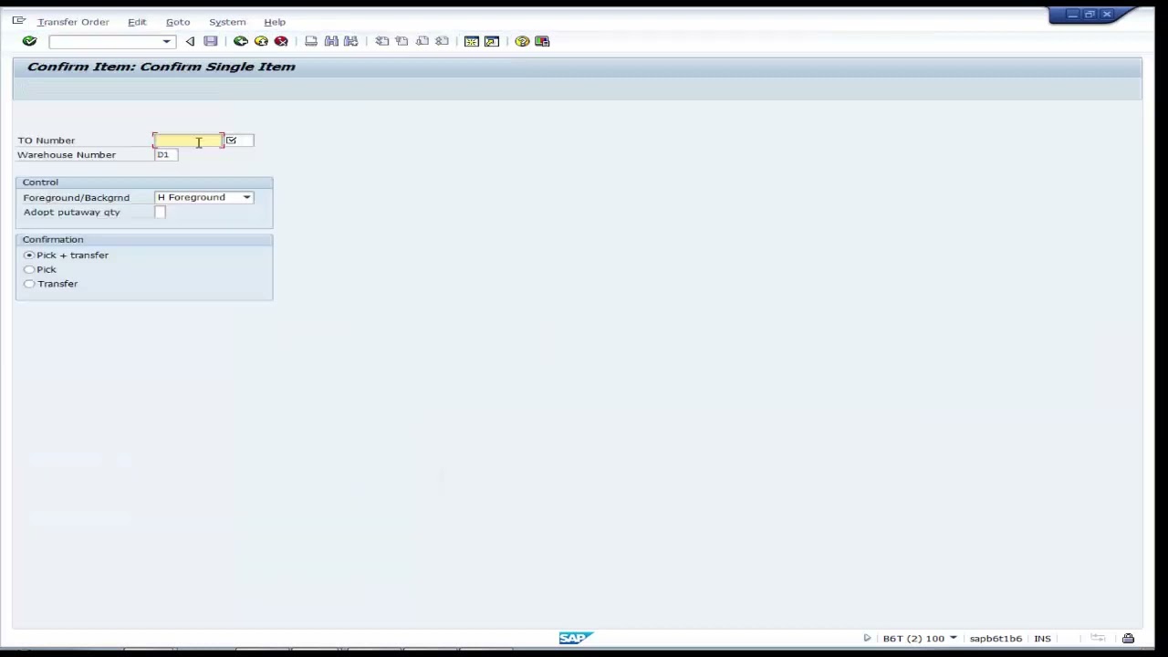 SAP LT11 Transfer Order Confirmation
