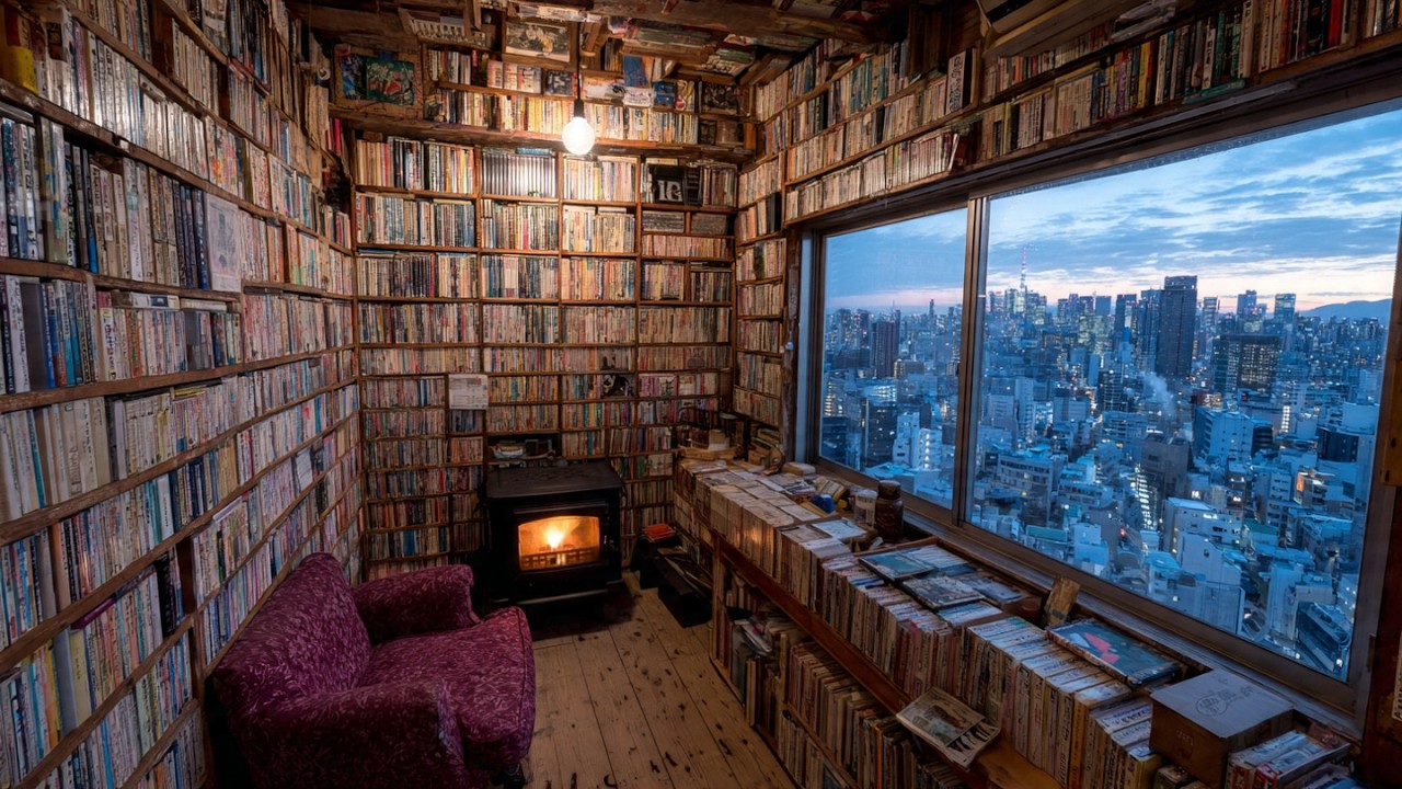 Reading a Book by the Fireplace During a Rainstorm | Cozy Rain and Fire Sounds