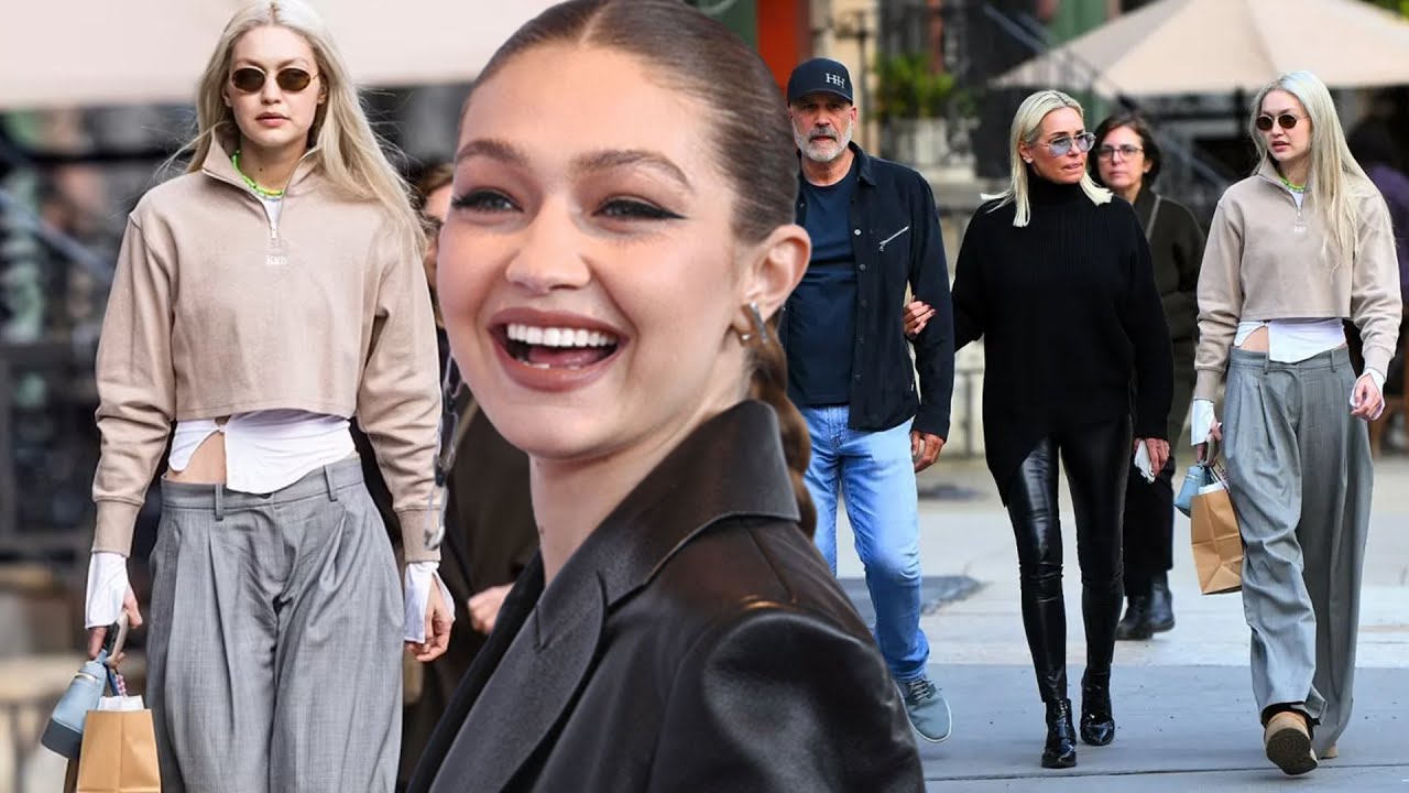 Gigi Hadid hanging out with mom Yolanda and boyfriend Joseph Jingoli in NYC