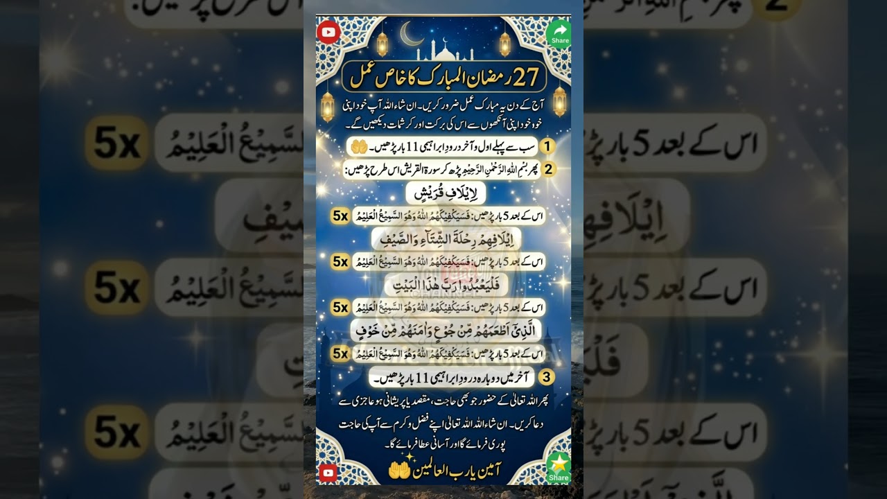 27 Ramzan: Surah Al-Quraish Ka Mojzati Amal ✨