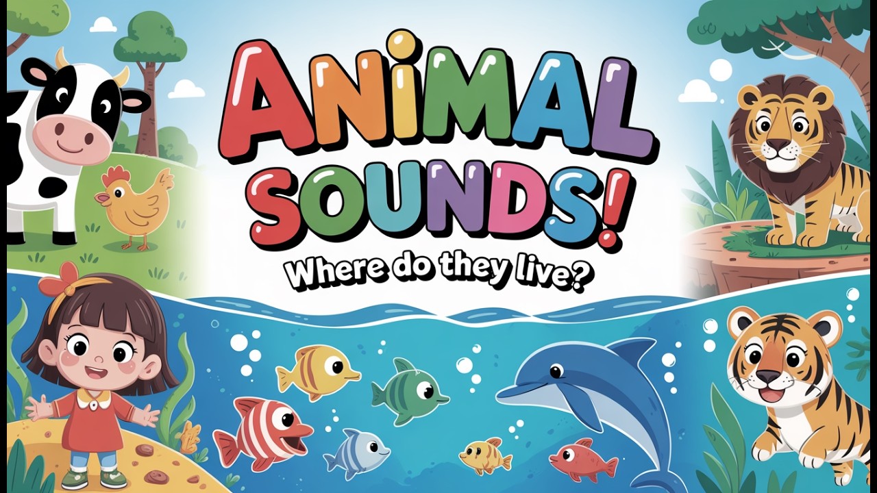 Animal Names, Sounds & Habitats for Kids | Learn Farm, Wild & Ocean Animals | Learn With Miss Melon