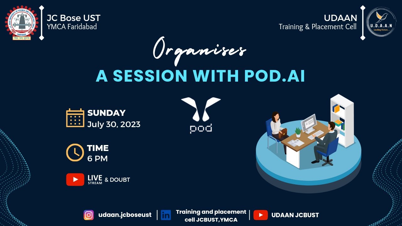 All about POD.AI (Claxypod) | A complete tutorial | Udaan-Training & Placement Cell |&nbsp;YMCA&nbsp;FARIDABAD