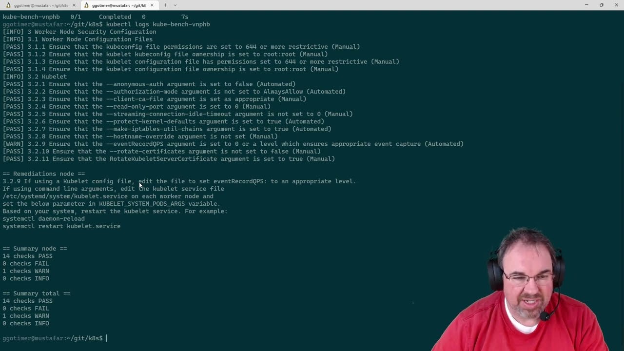 kube-bench demo- checking Kubernetes cluster configuration