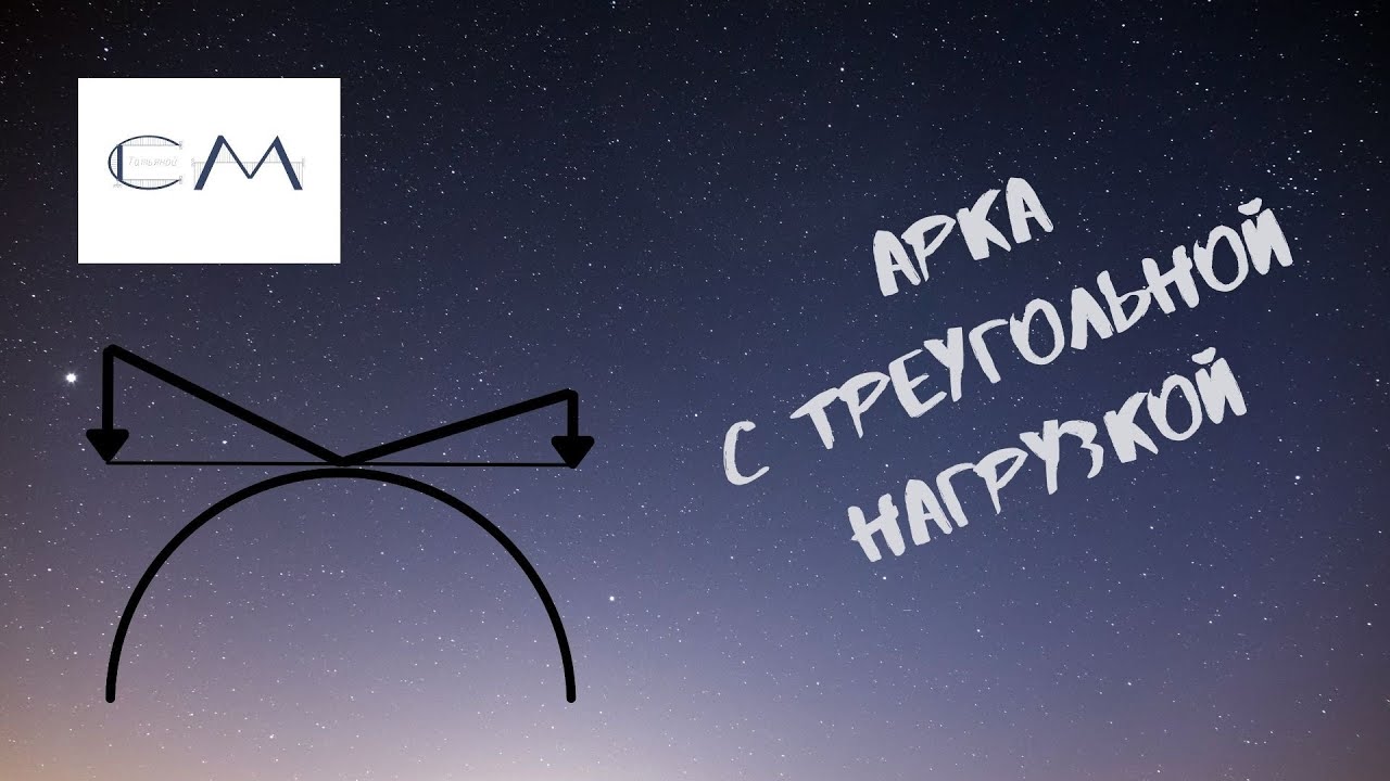 Определение усилий в сечениях арки с треугольной нагрузкой