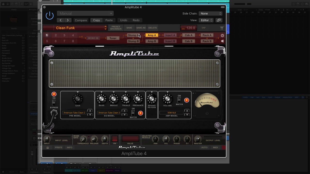 Как управлять MIDI-сигналом Amplitube 4 в Logic Pro X