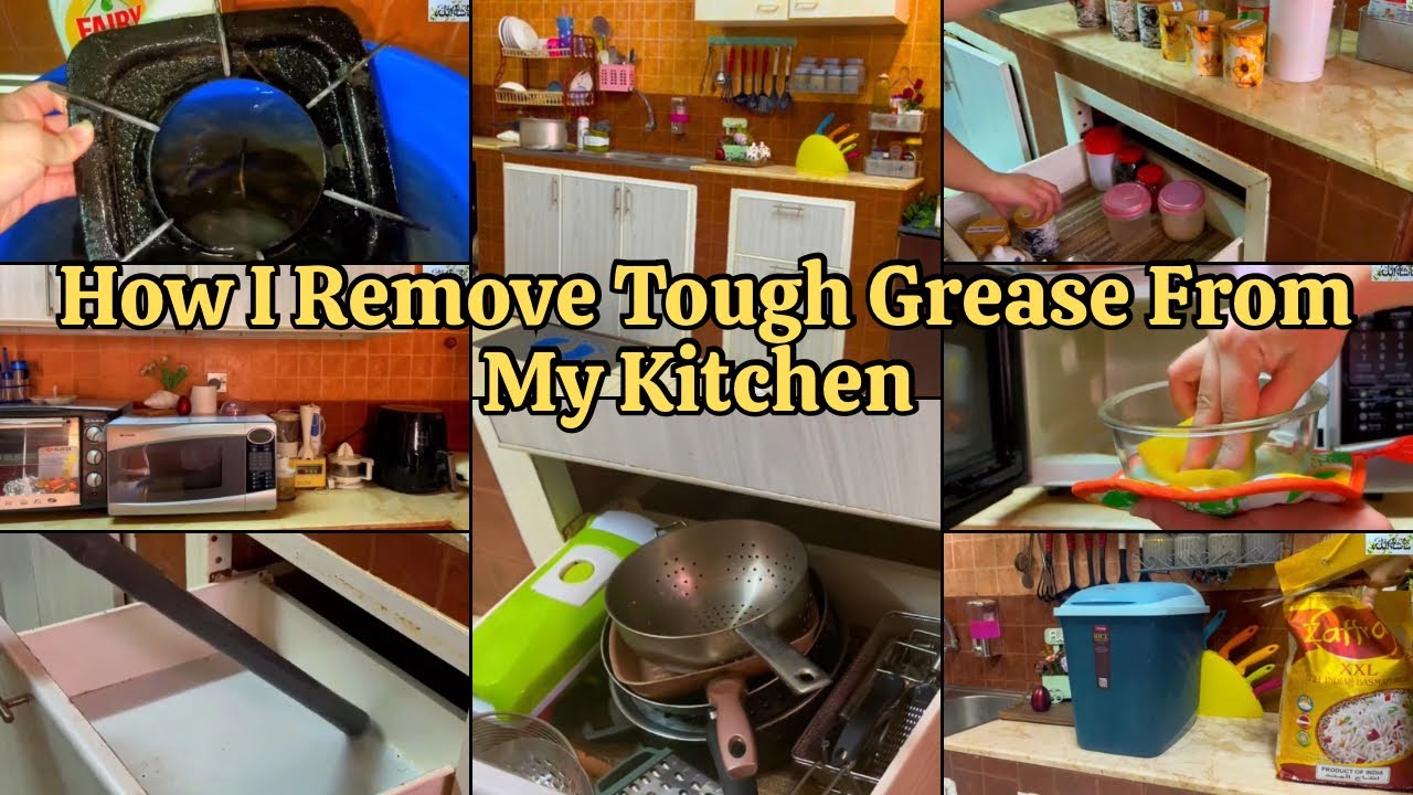 Simple Habits of Sparkling Clean/Organized Kitchen🧹How to Remove Thick Grease From Stove/Microwave👍🏻